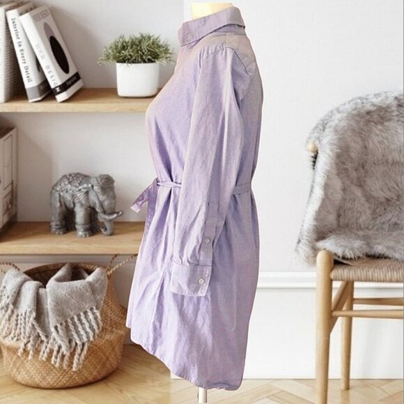 American Apparel Belted Chamblay Shirt Dress in Lilac - Picture 15 of 16